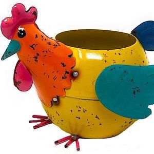 Metal Planter Rooster Chicken Hen